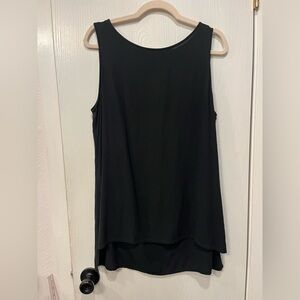 EILEEN FISHER Black 100% Silk Tank Top Size Large Petite Basic Layer Soft